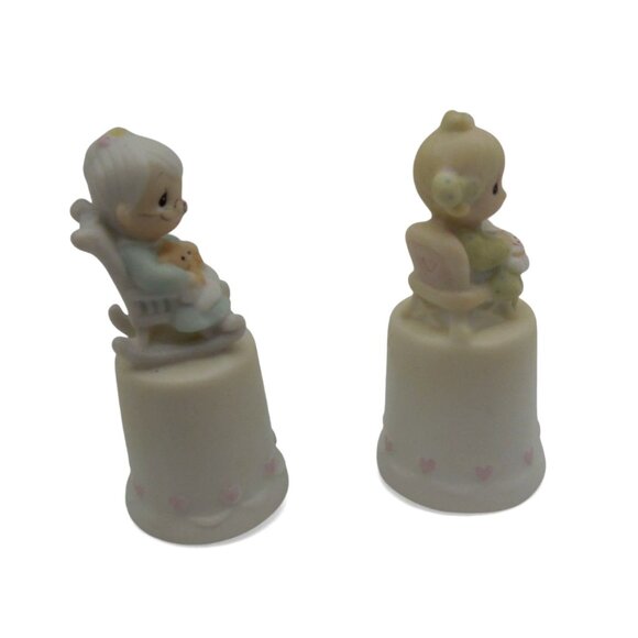 Precious Moments THIMBLE SET Purr-fect Grandma & Mother Sew Dear 80s Vintage - Picture 5 of 12